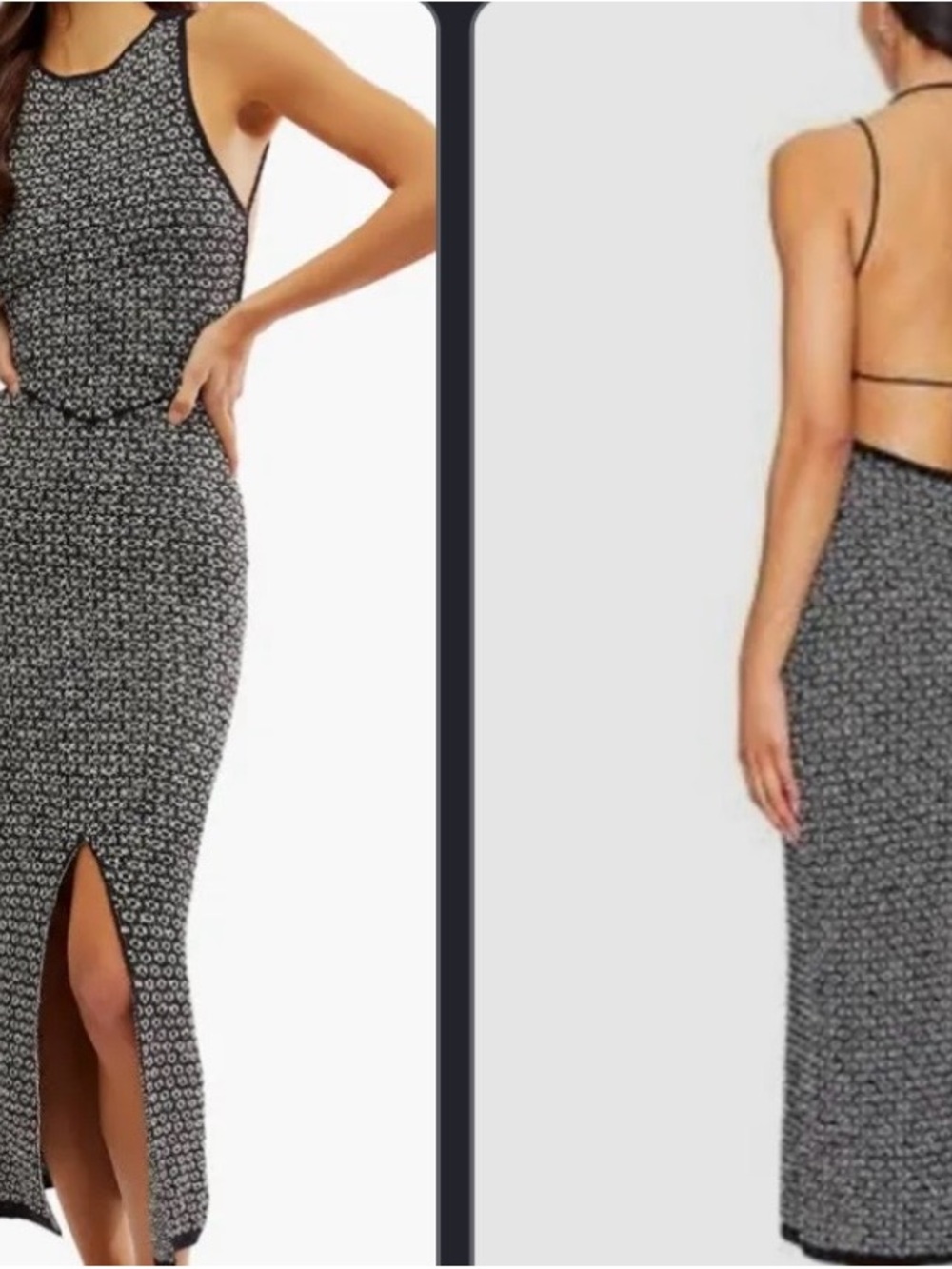 Free People Backless Knit Dress in Light Beige/Bluey Grey - Picture 6 of 6
